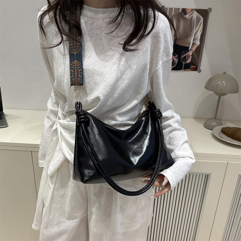 New Fashionable Women's Bag High-end Soft Leather Texture Single Shoulder Bag Women's Crossbody Bag Geometric Wide Shoulder