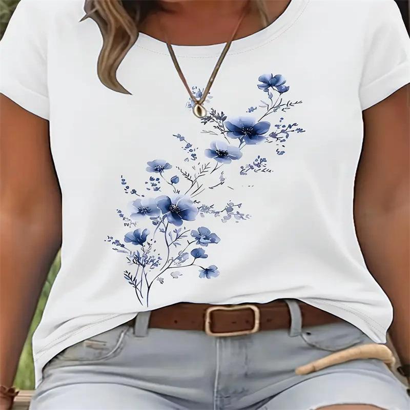 Women s Summer T-Shirt Printed Fashion Casual Cute Short Sleeve Women s Crew Neck Printed Short Sleeve T-Shirt M