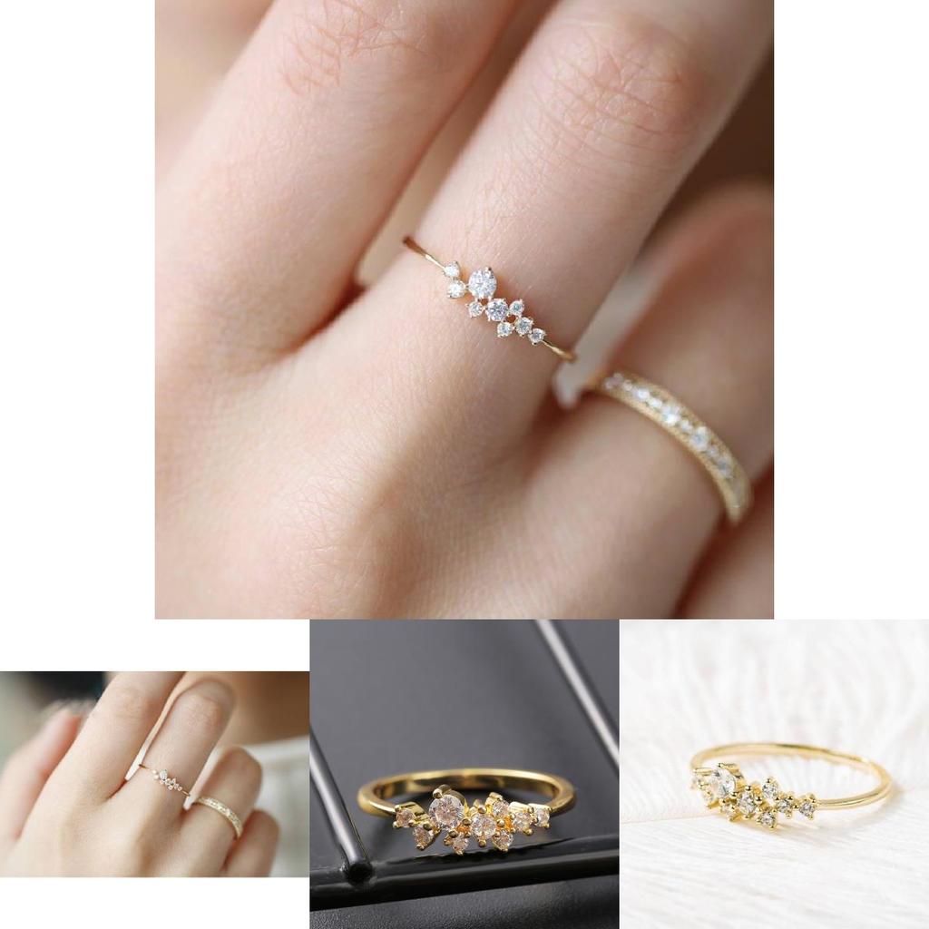 Elegant 18k Gold Plated Diamond Ring For Women With Floral Design And Adjustable Sizes