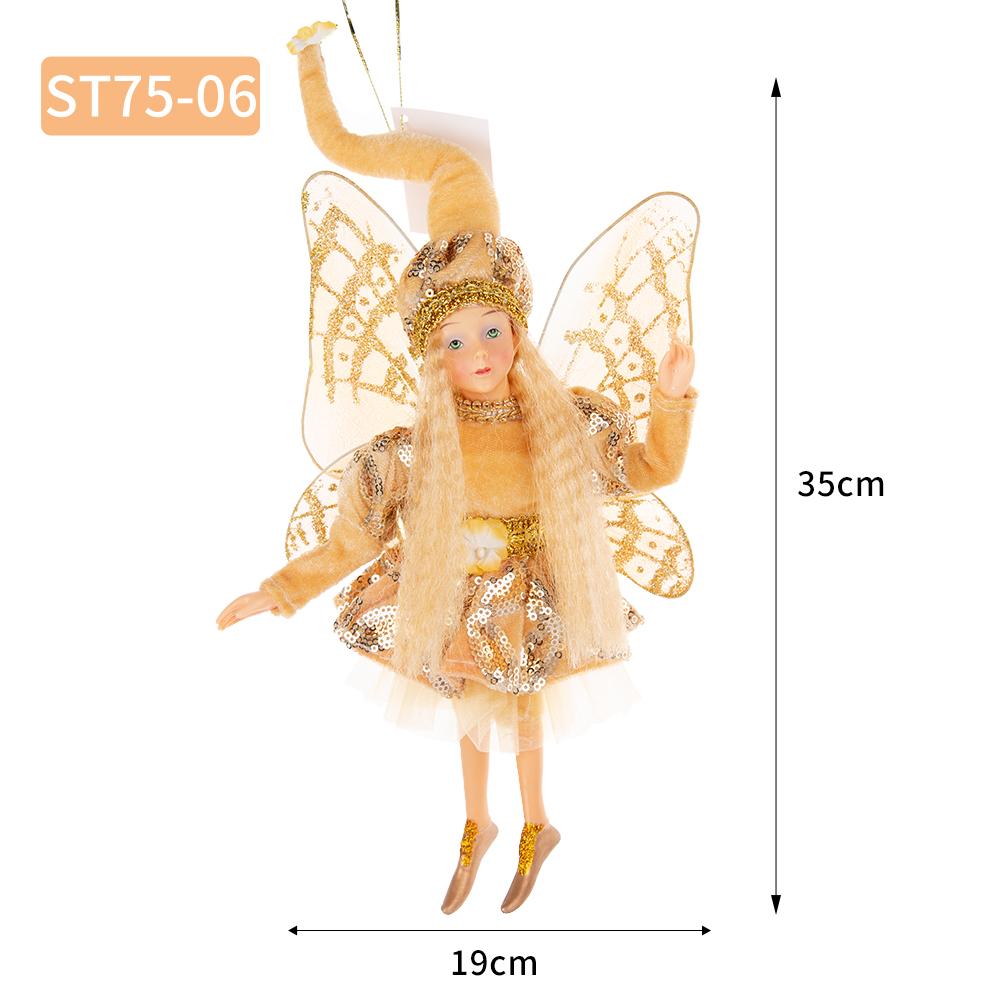New Angel Elf Doll Multi Color Christmas Fairy Tree Jewelry Gold Elf Pendant Mini Fairy Statue Christmas Gift Home Decoration
