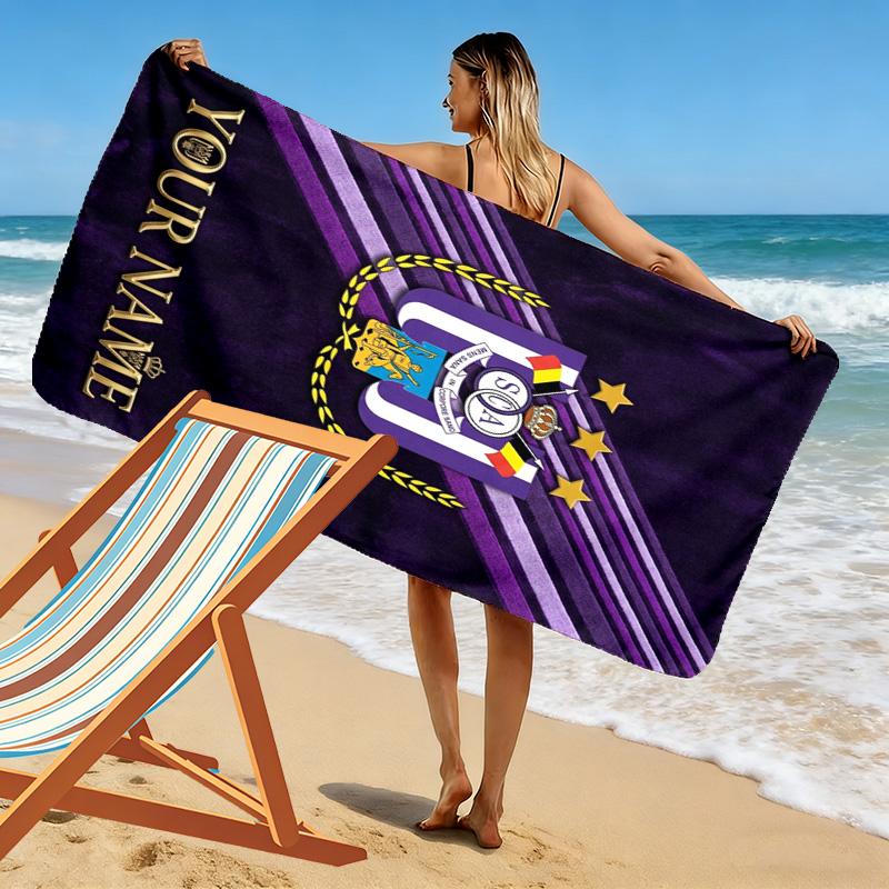 Name Custom RSC Anderlecht Print Beach Towel, Large Soft Quick Dry Towel for Beach Camping Swimming