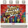 Comic Book Style Happy Birthday Party Banner, Polyester Backdrop for Home Room Wall