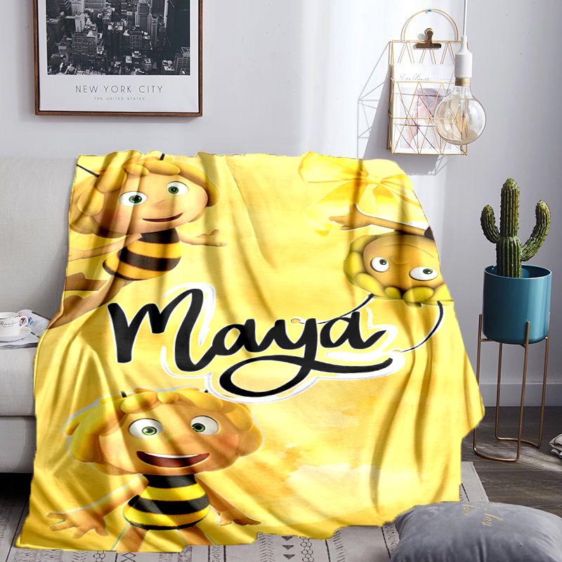 Bee Adventure Maya Throws Blanket Flannel Blankets Plush for Couch Bed Gifts for Men Women Travel Picnic Blanket Christmas Fan Gifts