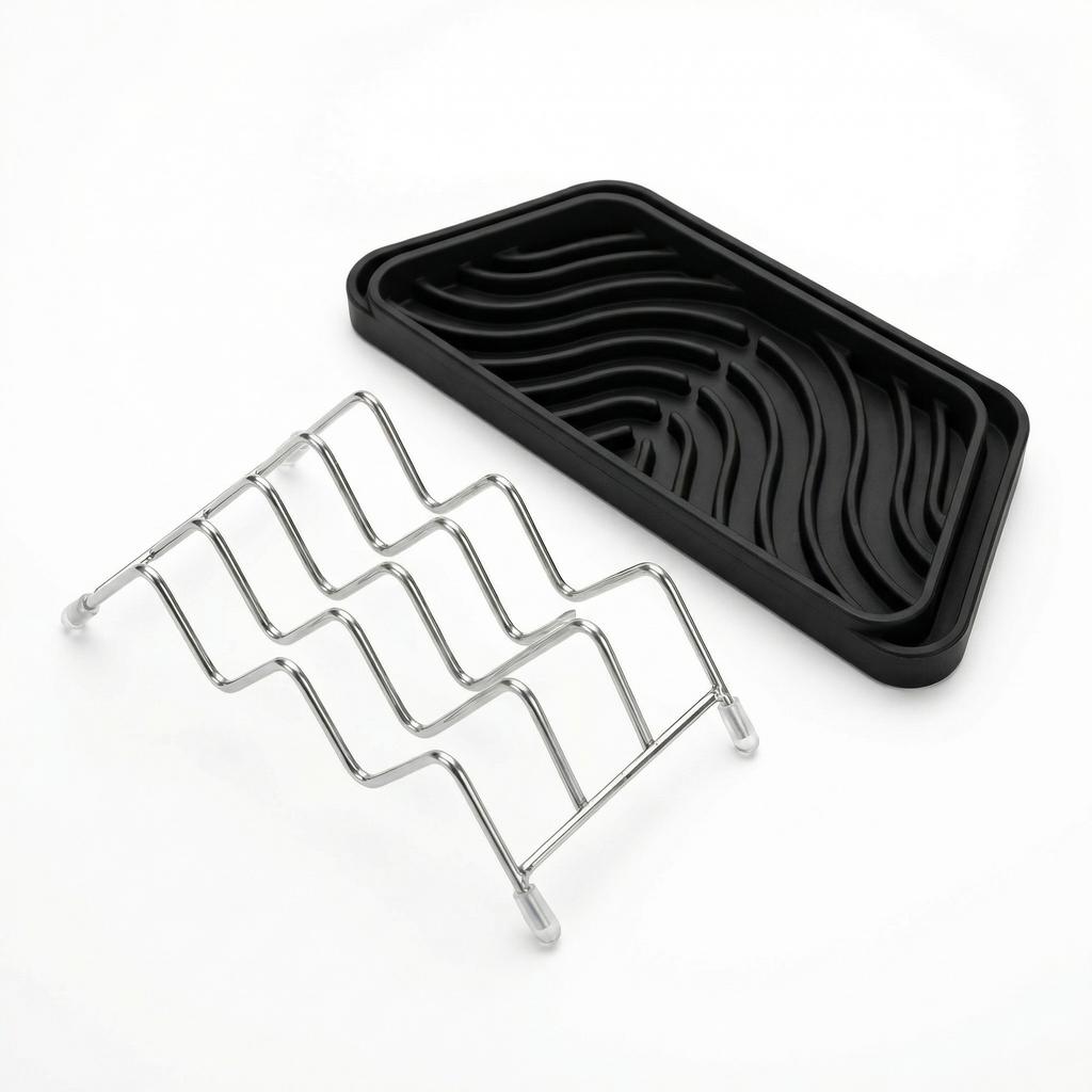 Practical Bathroom Solution with Stainless Steel Soap Rack and Drainage Feature