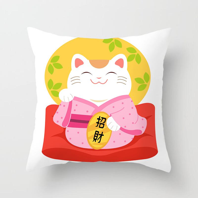 New Style of Lucky Cat Series Pillowcases, Home Office Sofa Pillow Cushion Covers, Seats