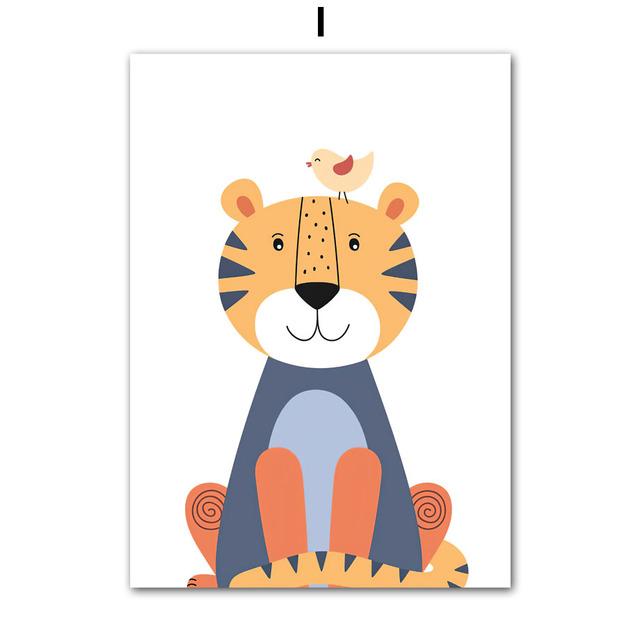 Lion Elephant Giraffe Toucan Koala Tiger Flamingo Wall Art Posters Prints Nordic Canvas Painting Animal Pictures Kids Room Decor