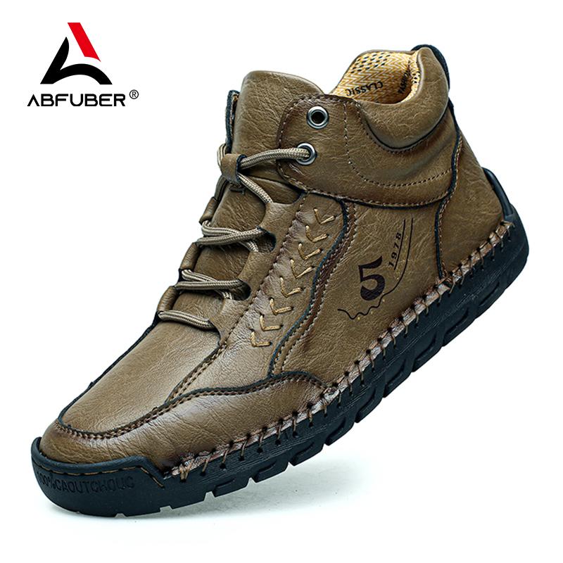 New Autumn Handmade Leather Men Boots Outdoor Design Sneakers Man Breathable Casual Leather Shoes Men Ankle Boots Fall Plus Size