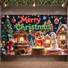 Festive Banner Cartoon Holiday Scene Merry Christmas Backdrop Holiday Wreath Holiday Decoration For Outdoor Display Photography