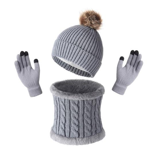 

Комплект из 3 предметов: зимняя шапка, шарф, перчатки, однотонный, с текстурой «косичка», с бархатной подкладкой, зимняя шапка, грелка для шеи, комплект перчаток, экипировка для холодной погоды серый
