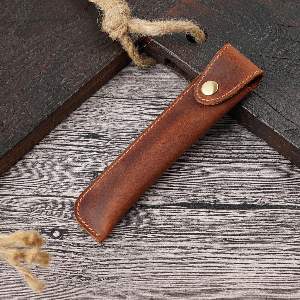 Oryginalne etui na długopisy Personalizowane w stylu retro Czysta ręcznie robiona skóra Crazy Horse Wierzchnia warstwa skóry bydlęcej Etui na długopisy Kreatywne etui ochronne