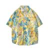 Japanese Hong Kong-Style Floral Hawaiian Shirt - Unisex Summer Short-Sleeve Retro Beachwear