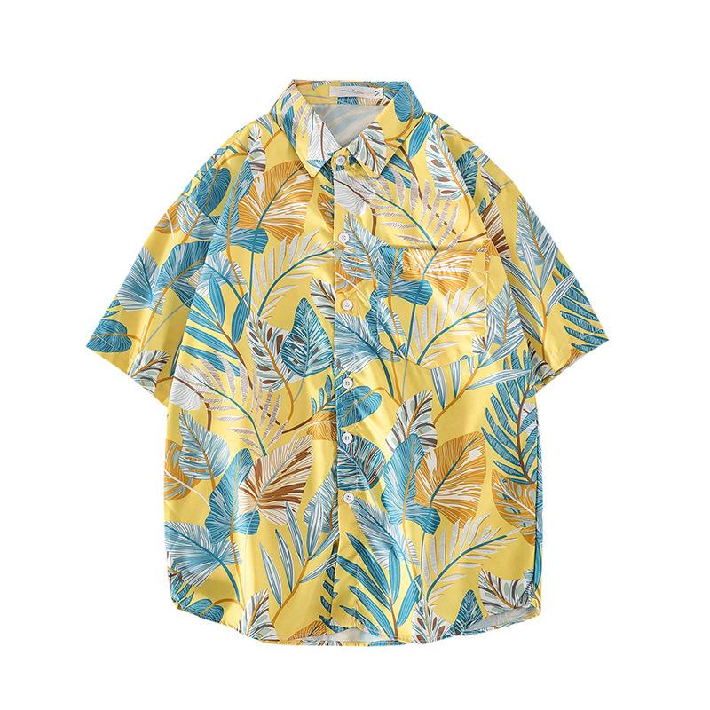 Japanese Hong Kong-Style Floral Hawaiian Shirt - Unisex Summer Short-Sleeve Retro Beachwear