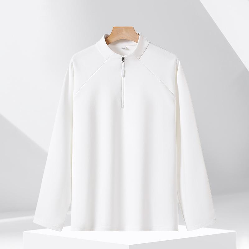 Men's Spring Autumn New Style Stand Collar Half Zip Sweatshirt Disan Cotton Solid Color Minimalist Breathable Loose Paneled Swea