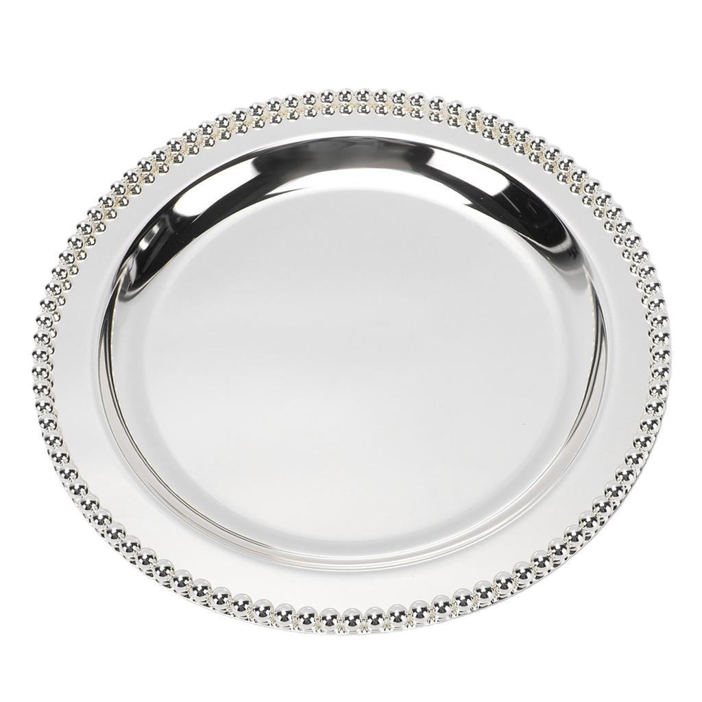 European Style Round Dessert Plate Metal Decorative Serving Tray Afternoon Tea Cake Fruit Tray Rustproof Elegant Snack