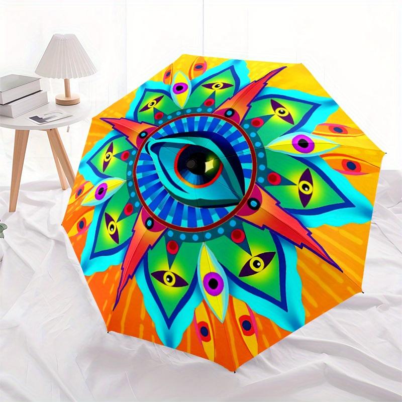 1pc Mystic Eye MandalaAutomatic Folding Umbrella, Portable & Foldable Design with 8 Ribs, Casual Outdoor Accessory yy250804155