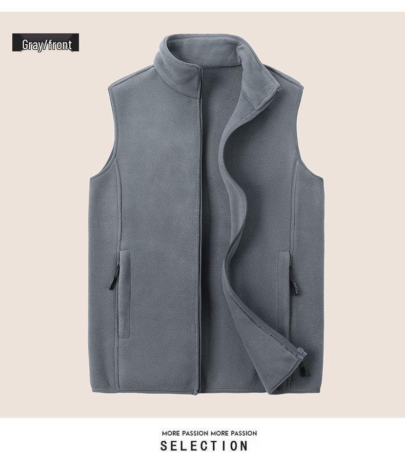 Men's Plus Size Fleece Vest - Sleeveless Outdoor Jacket for Spring & Autumn