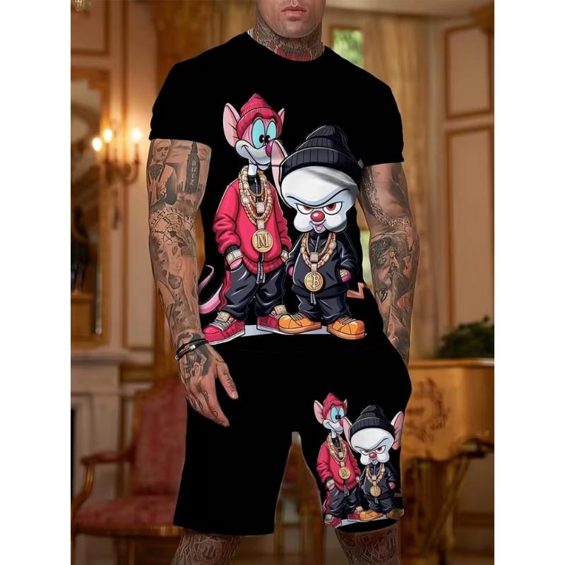 The 2025 Summer New Men's Set Features Street Casual Fashion Sportiness Softness Breathability and 3D Printing