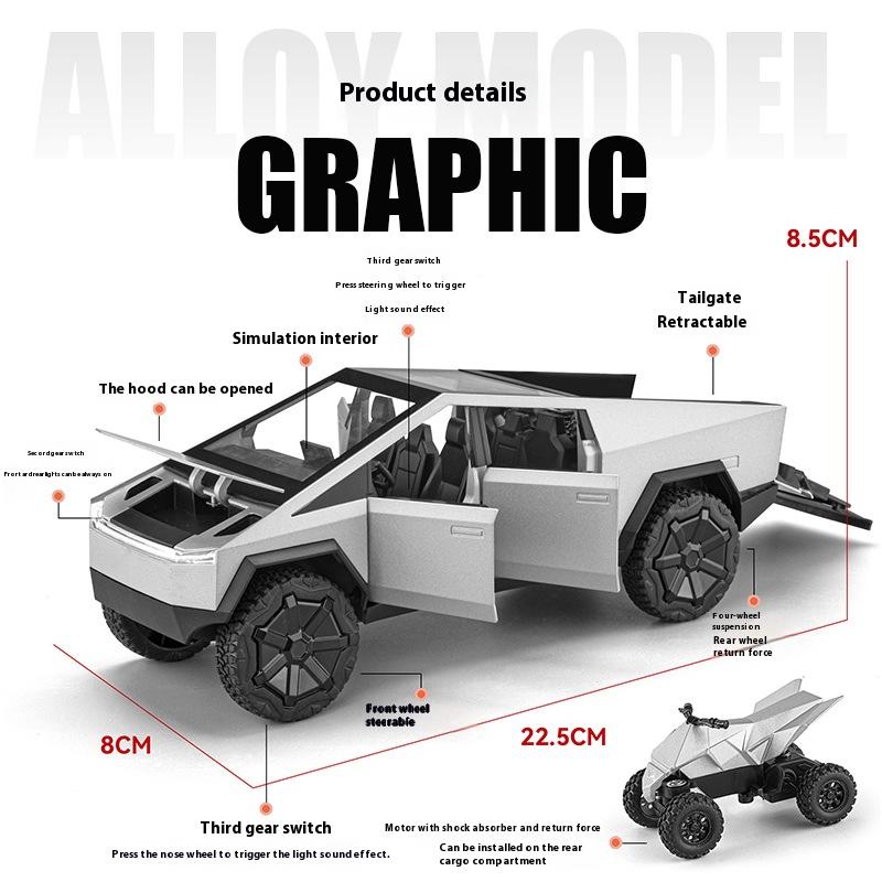 1/24 Tesla Cybertruck SUV Off Road Alloy Diecast Metal Model Boutique Decorations Trendy Toys Ornaments Holiday Gift for Boyfriend Boy