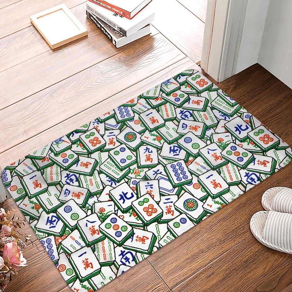Mahjong Tile Pattern Doormat Non-Slip Entrance Bath Kitchen Floor Door Mat Toilet Rug Carpet Footpad