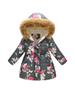 Autumn and Winter Children's Cotton Jacket Boys and Girls Fashion Printing Cartoon Big Boy Long Section Hair Collar Hooded Cotton Coat Jacket