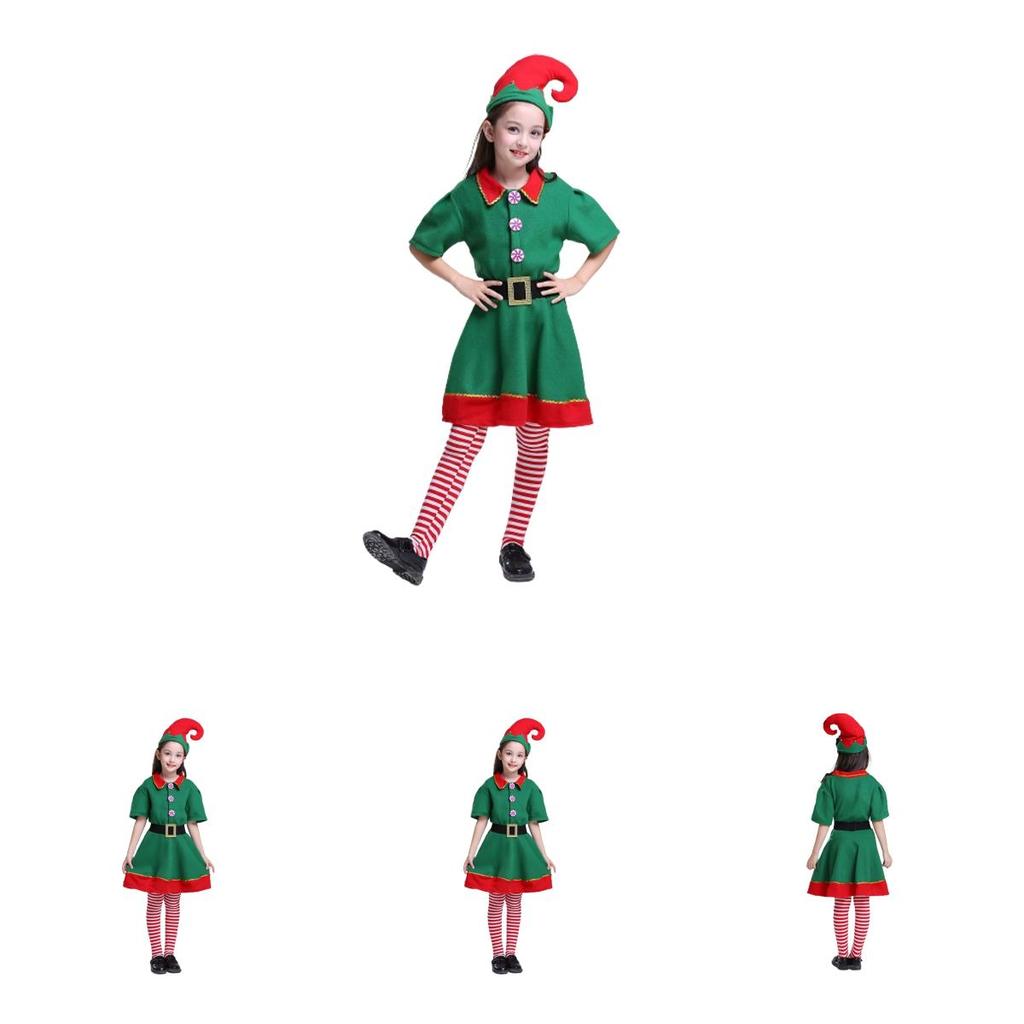 Premium Kids Christmas Elf Fancy Dress Set For Xmas Parties Cosplay Role Play