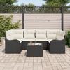 Ensemble de canapé de jardin vidaXL de 7 pièces avec coussins en poly rotin noir, Canapé de jardin 2 places avec coussins 3345597