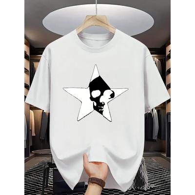 European Size Summer Men'S Fashion Short-Sleeve T-Shirt with Letter Pattern Print