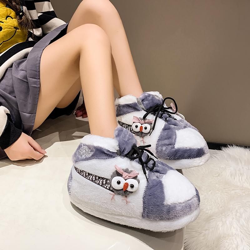 Fashion Winter New Fashion Flat Cotton Boots Women's Round Head Suede Front Lace-up Matching Color Soft Soled Shoes