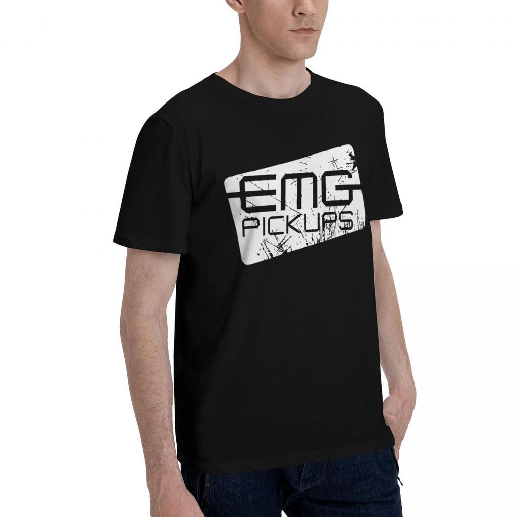 EMG Pickups Distressed Electric Guitar Logo 100 Cotton Casual Breathable Confortable Top Mens Clothing Brands T Shirt Men