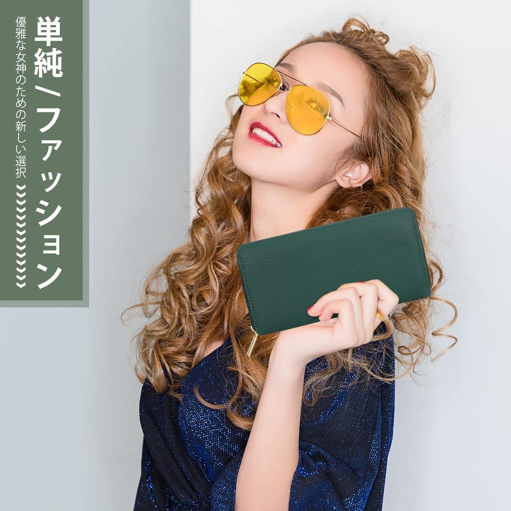 DCLKO 2026 Women's Genuine Leather Long Wallet, Multi-Function Wallet with YKK Zipper, 22 Card Slots, Large Capacity, Genuine Leather, Anti-Skimming