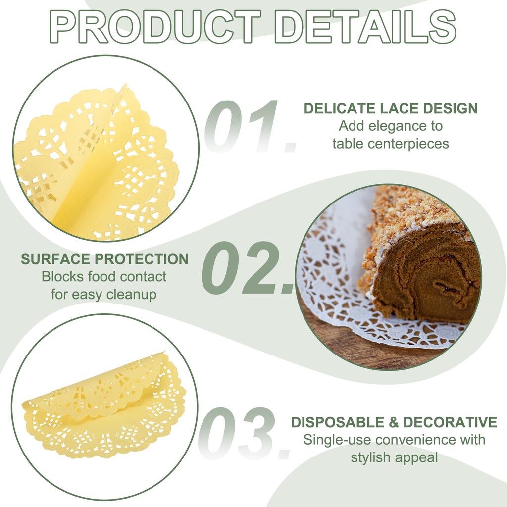 50/100/150pcs Paper Doilies Paper Lace Doilies Disposable Round Modern Decorative Placemats Bulk Fit for Cakes Desserts