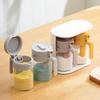 Japanese Style 2-in-1 Condiment Jar Spice Container with Spoon Airtight Kitchen Canister for Salt, Spices & Sugar