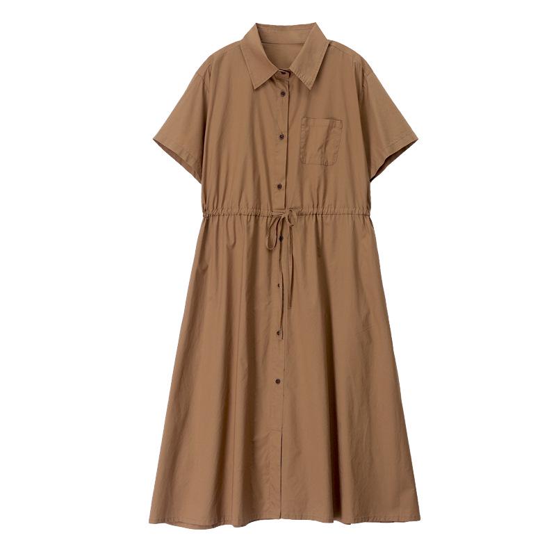 Modisches Damen Sommer 2025 Schlank machendes Hemdkleid aus reiner Baumwolle für Mütter mittleren Alters