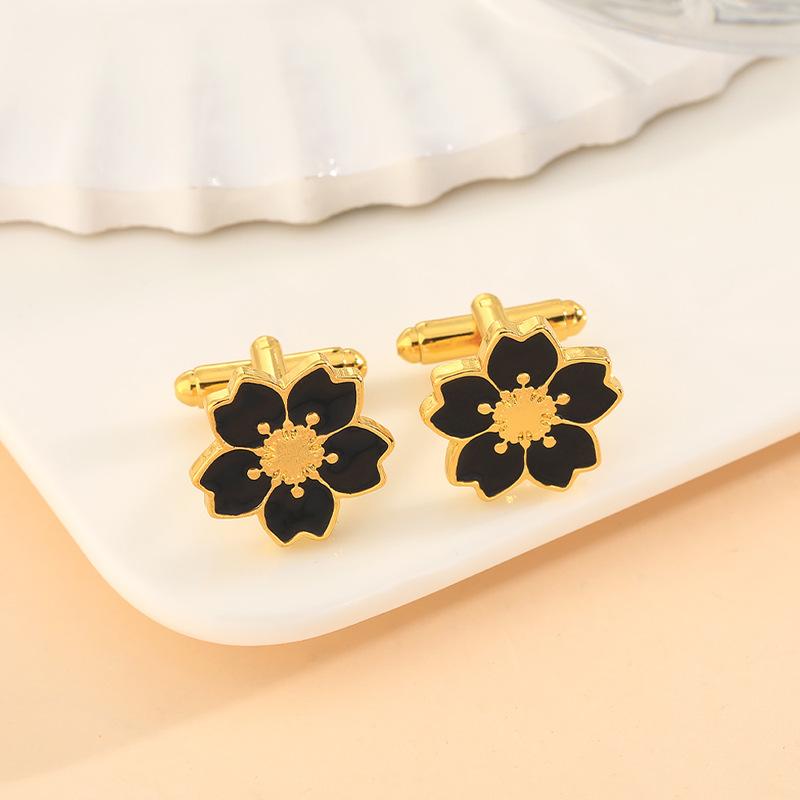 Zinc Alloy Shirt Sleeve Cuff Buttons Chic Cherry Blossom Flower Design Gold Copper Color Cufflinks for Men Women Unique Gifts