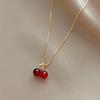 Temperament Women Red Cherry Pendant Necklace Earrings For Women Personality  Necklace Wedding Jewelry Birthday Gifts