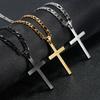 Edelstahl Kreuz Anhänger Halskette Herren Damen Vergoldete Titan Kette 5mm Breite 31-40cm Verstellbare Länge