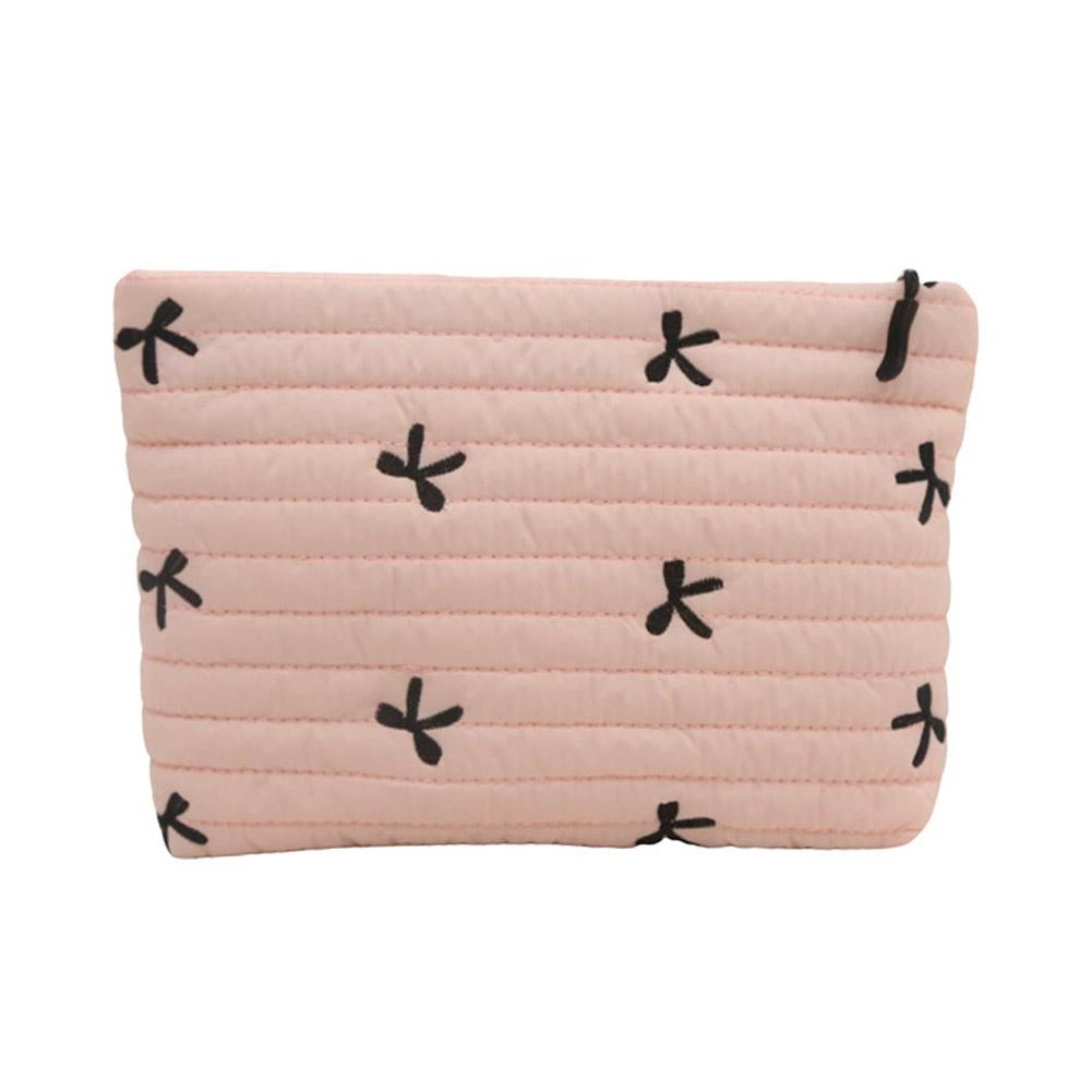 

Косметичка с принтом бантиков для женщин, портативная, большой вместимости, ручная, милая, модная сумочка, сумка для хранения туалетных принадлежностей