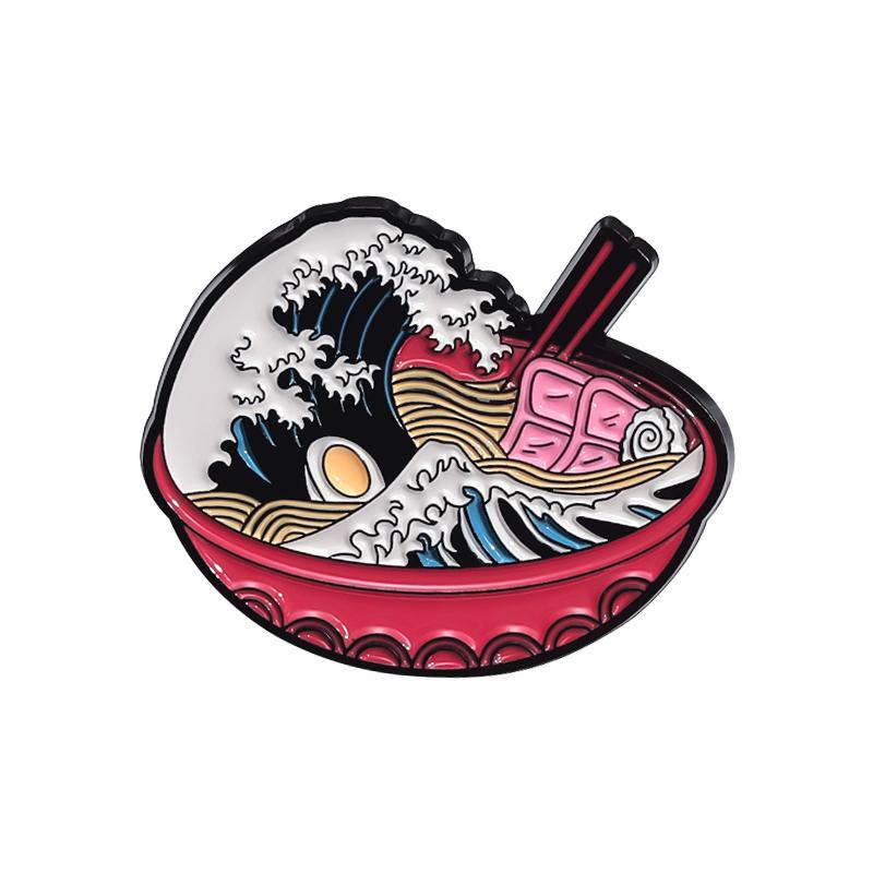 Ukiyo-e Style Wave Enamel Pins Ocean Sunrise Sunset Shark Mount Fuji Brooches Lapel Backpack Badge Jewelry Gift for Friends