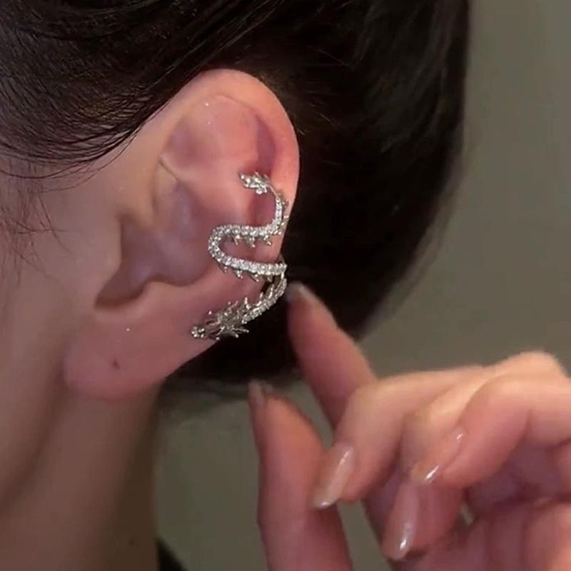 Punk Cool Dragon Earrings Jewelry Personalized Dragon Ear Cuff For Girls Men Kpop Dainty Ear Clips Ornament Exaggerated