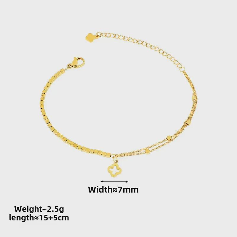 Stilvolles silbernes vierblättriges Kleeblatt-Armband: Leichter Luxus, Edelstahl, lichtecht, vielseitiges Design