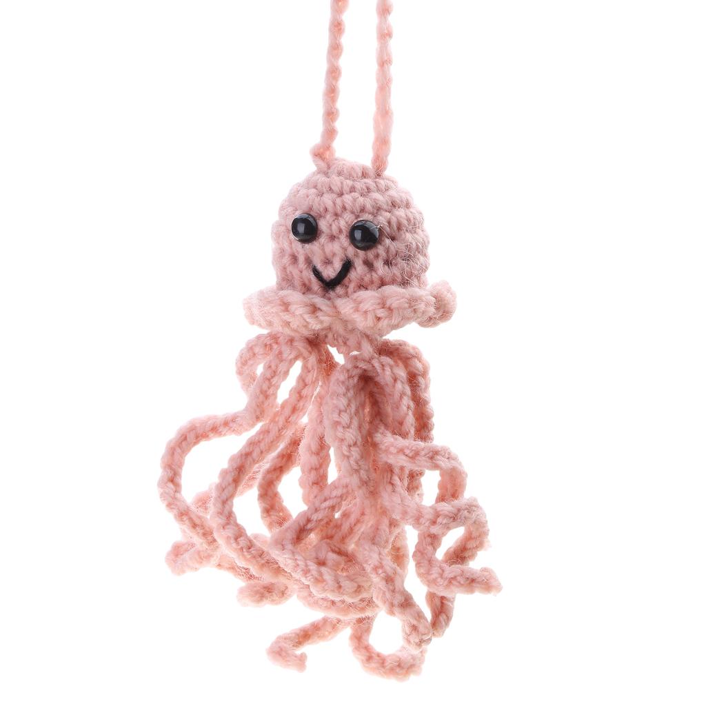 Car Rear Mirror Woolen Octopus Hanging Ornament for Women Girl Car Interior Decorations Pendant for Backpack Keychains