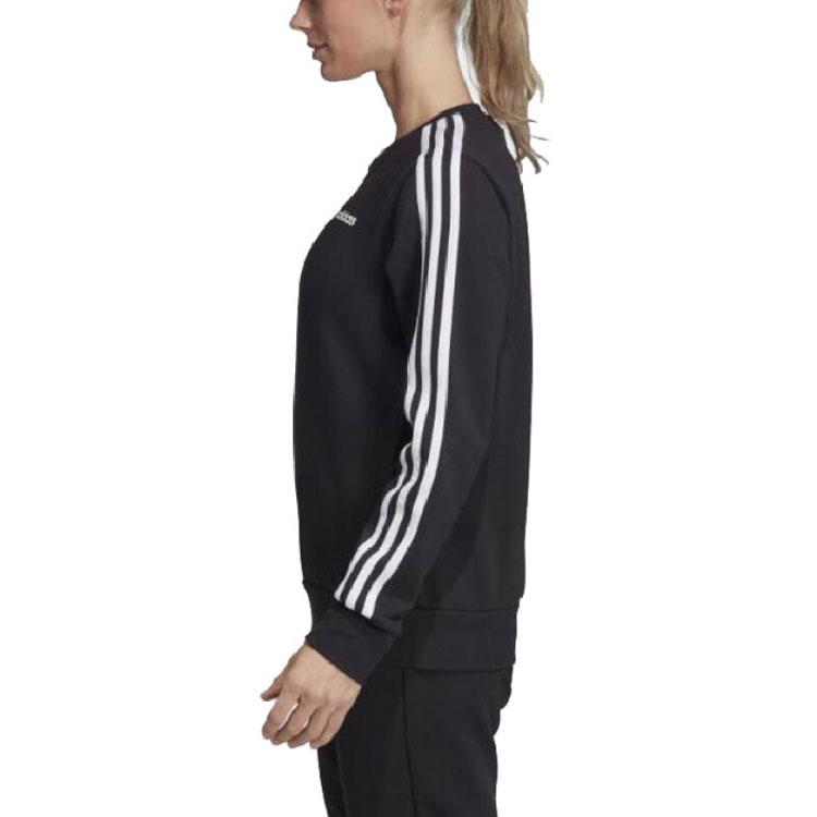 adidas Classic Stripe Logo Sports Crewneck Sweatshirt Women Sweatshirt Black DT5072