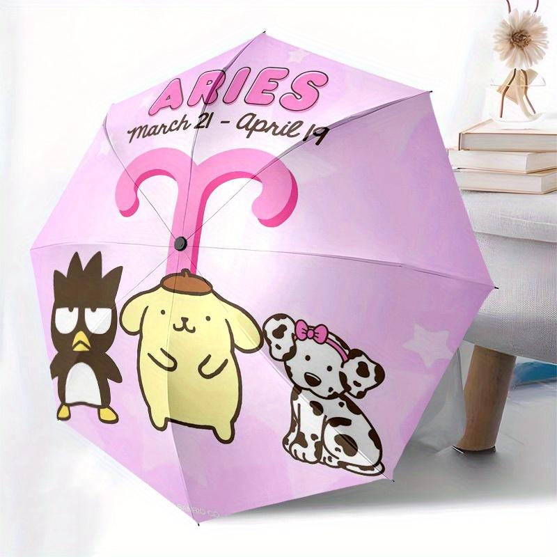 1pc Aries Zodiac Characters Pink Background Umbrella with Plastic Handle,Suitable for All Seasons Home Travel Outdoor UmbrellaSanlio505