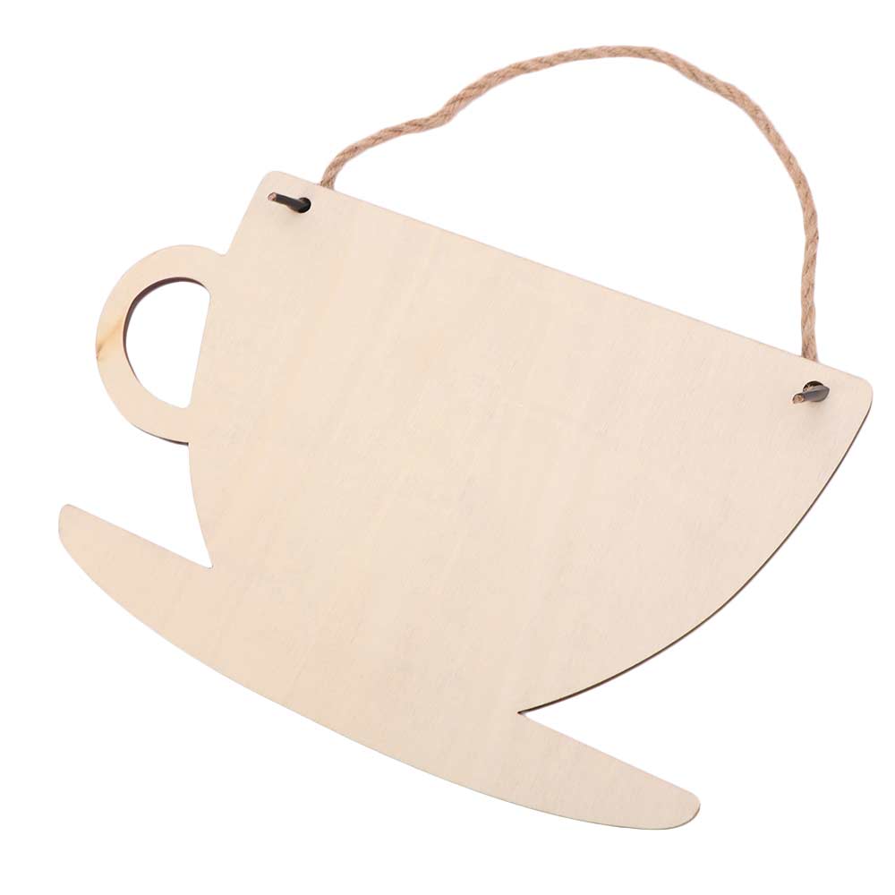 Wooden Coffee Cup Doorplate Vintage Door Pendant Crafts Wall Hanging  Background Prop