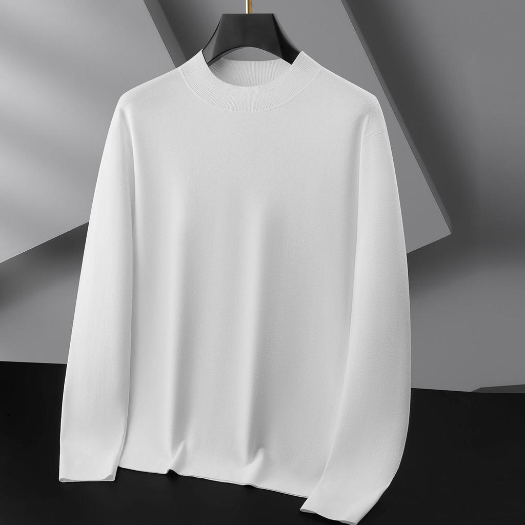 Men's Plus Size Silk Velvet Knitwear: Autumn/Winter 2025 Casual Round Neck Wool Sweater.