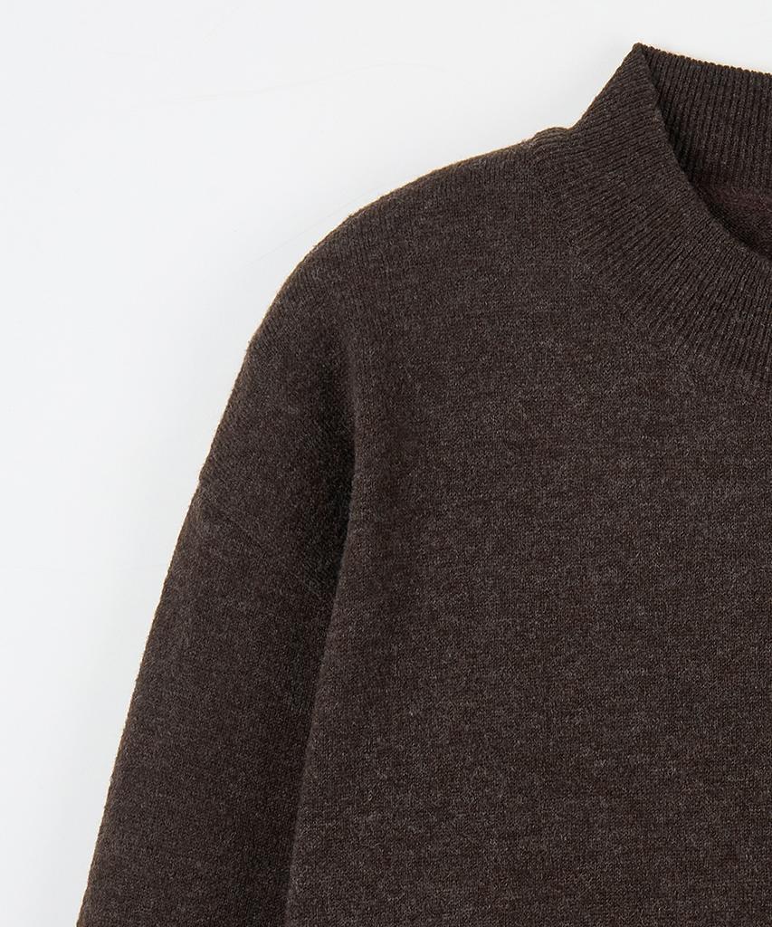 NODU Mock Neck Half Turtleneck Knit [Brown]