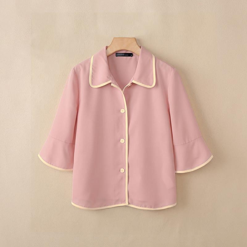 ZANZEA Women Casual Turn Down Collar Loose Half Sleeve Blouse