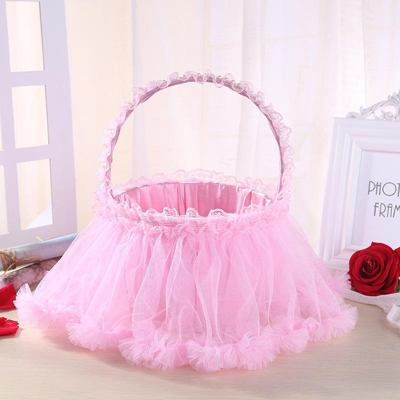 

Изысканная круглая кружевная корзина, свадебные принадлежности, свадебные подружки невесты, посыпка, синий цветок, детская цветочная корзина с лепестками