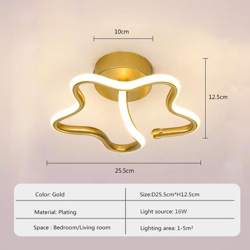 

Modern LED Ceiling Light Pentagram Flower Plating Gold Lamp Living Room Bedroom Aisle Hallway Indoor Decor Lighting Fixture Warm white