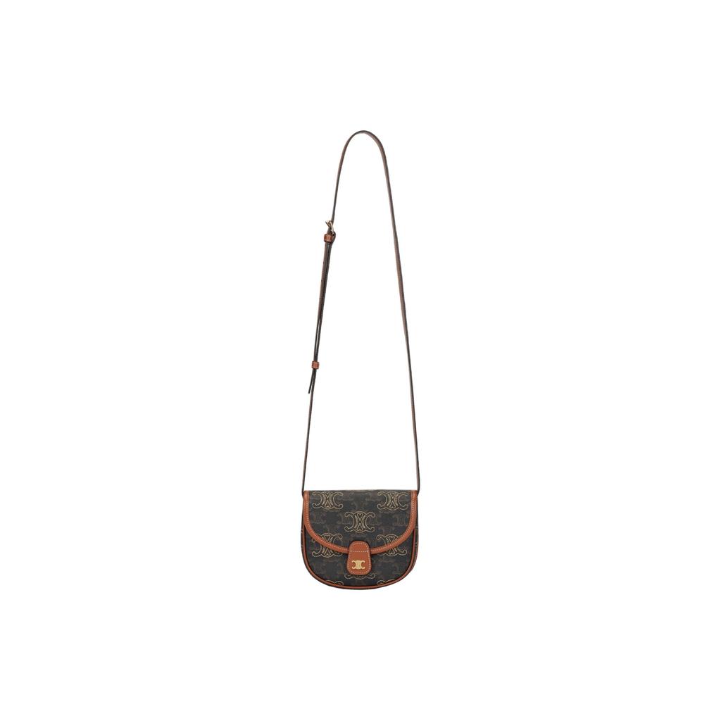 Celine Besace Logo Print Triomphe Heart Embroidery Mini Crossbody Bag Women Bags Brown 196702ECK-04LU